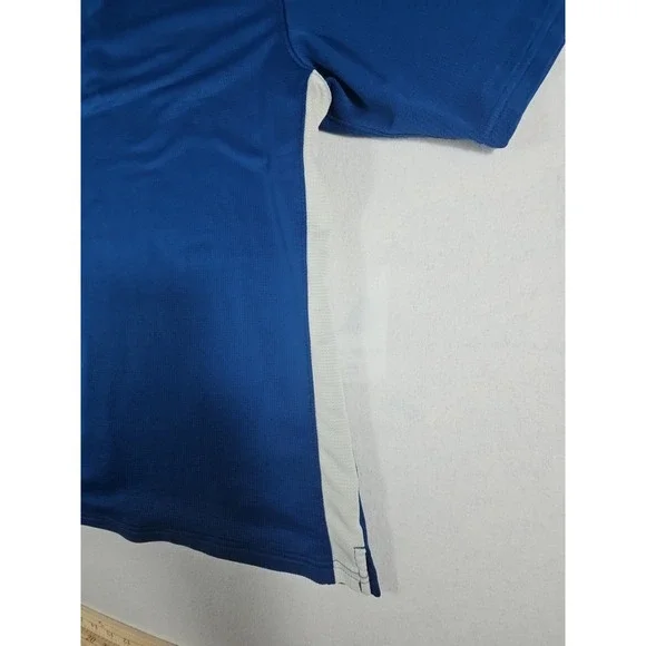 Y2K Nike Dri Fit Golf Polo Shirt Waffle Knit Blue/White Mens Large - Picture 12 of 14